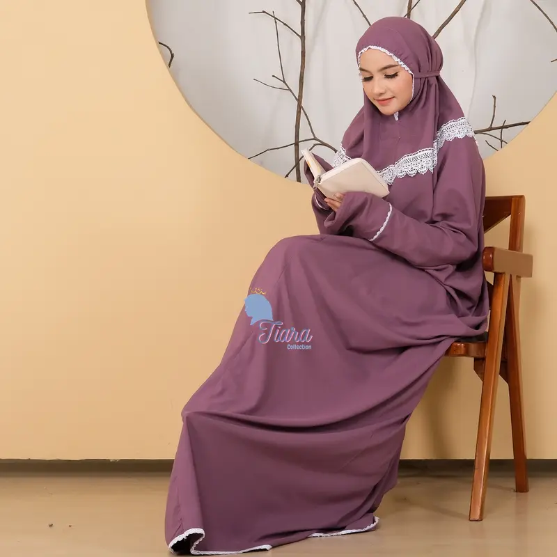 Mukena Terusan Lajuran Dewasa Katun Renda Muslim 0
