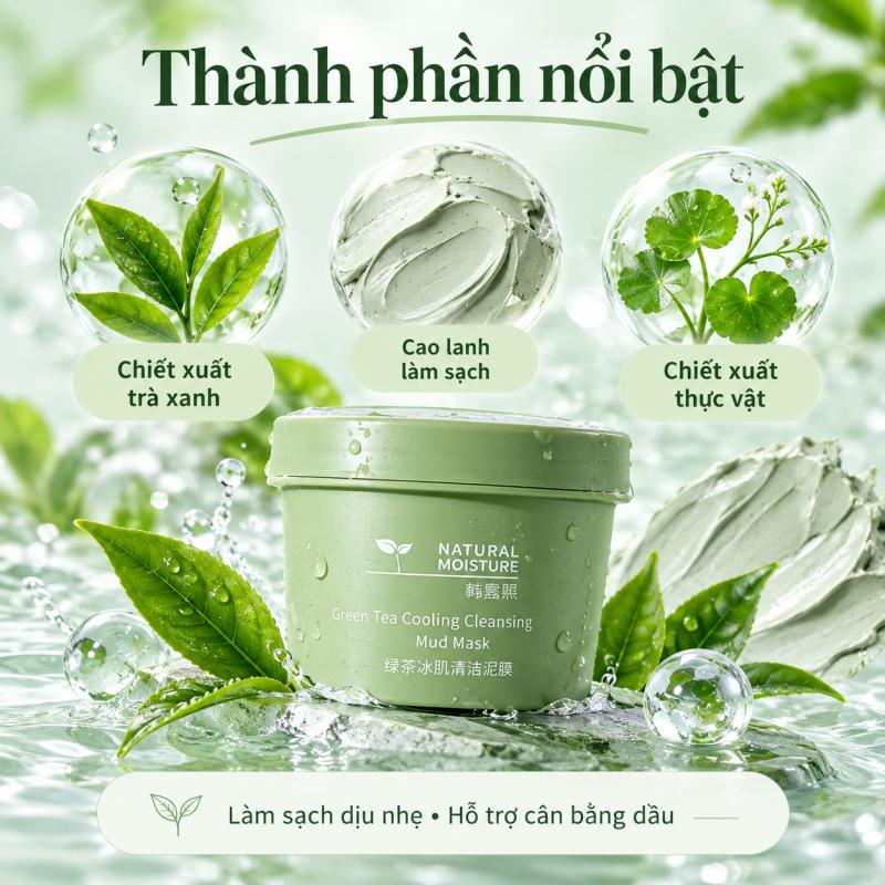 Mặt Nạ Đất Sét Trà Xanh Hanluxi Làm Sạch Sâu – Hỗ Trợ Làm Sạch Lỗ Chân Lông, Kiểm Soát Dầu, Giảm Cảm Giác Bít Tắc & Làm Mềm Da| Mặt Nạ Bùn Dưỡng Ẩm, Làm Dịu Da, Chăm Sóc Da Mặt 120g
