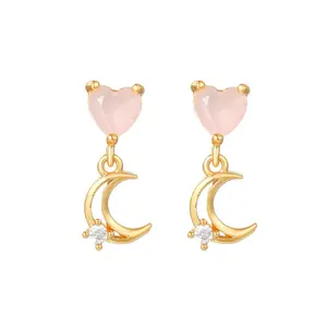 Star Moonlight Earring Gold Plated - Anting Bulan Bintang Perak Lapis Emas 18K