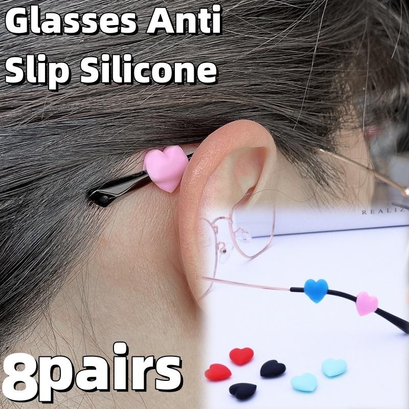 Phụ Kiện Kính, Giá Đỡ Chống Trượt, Chất Liệu Silicon, Tai Sau Cố Định, Chống Mỏi Mắt, Dành Cho Người Lớn Và Trẻ Em, Thích Hợp Cho Người Hâm Mộ Hoa Đào, Hình Trái Tim, Mắt, 8 Cặp