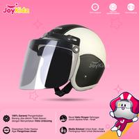 Gambar Helm Bogo Anak Retro Kulit usia 2-6 Tahun Putih Hitam Kaca Flat dari JoyKidz Kota Surabaya 3 Tokopedia