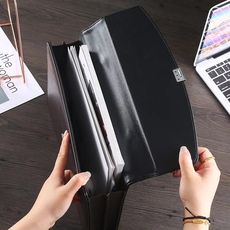 Cặp Tài Liệu, Làm Bằng Da, Thích Hợp Đựng Tài Liệu Kinh Doanh, Cầm Tay, Có Khóa Mật Khẩu, Có Thể Dùng Để Gói Dữ Liệu Hoặc Gói Hội Nghị 2