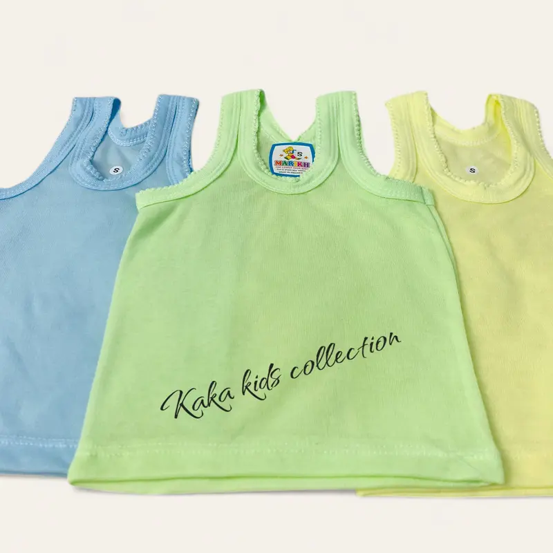 PAKET 12 PCS 6 PCS Singlet Kaos sangsang Dalam Anak laki laki dan Bayi Unisex Bahan katun Umur 0 - 5 Tahun Biru Kuning Perempuan Cewek Cowok 0