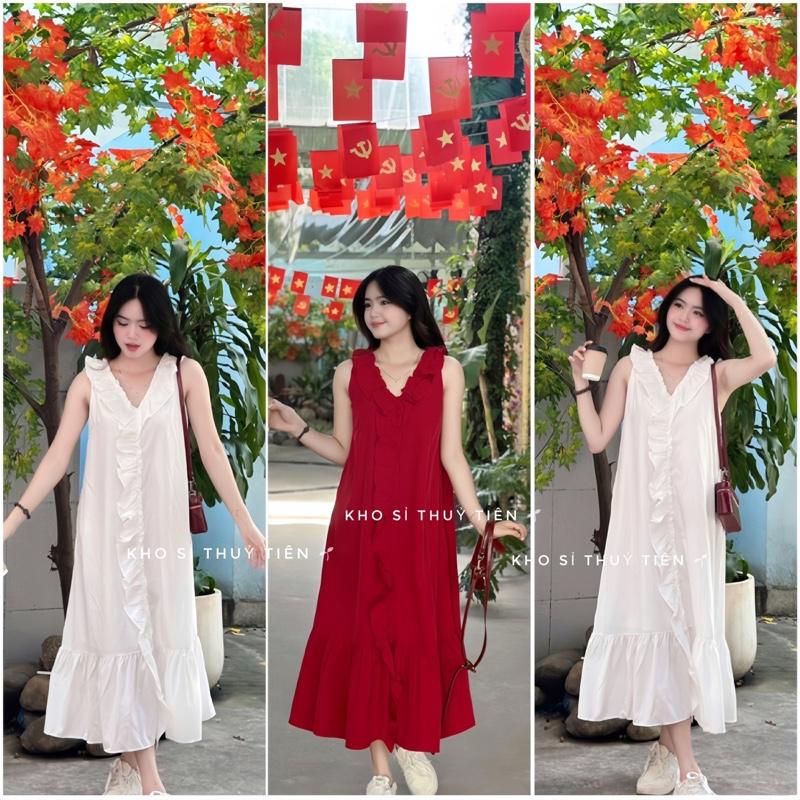 H288 Váy Thô Bèo 2 Lớp Sát Nách Dáng Ngắn Và Dáng Dài Mùa Hè , Váy Nữ Du Lịch , Dạo Phố Phong Cách Dễ Thương