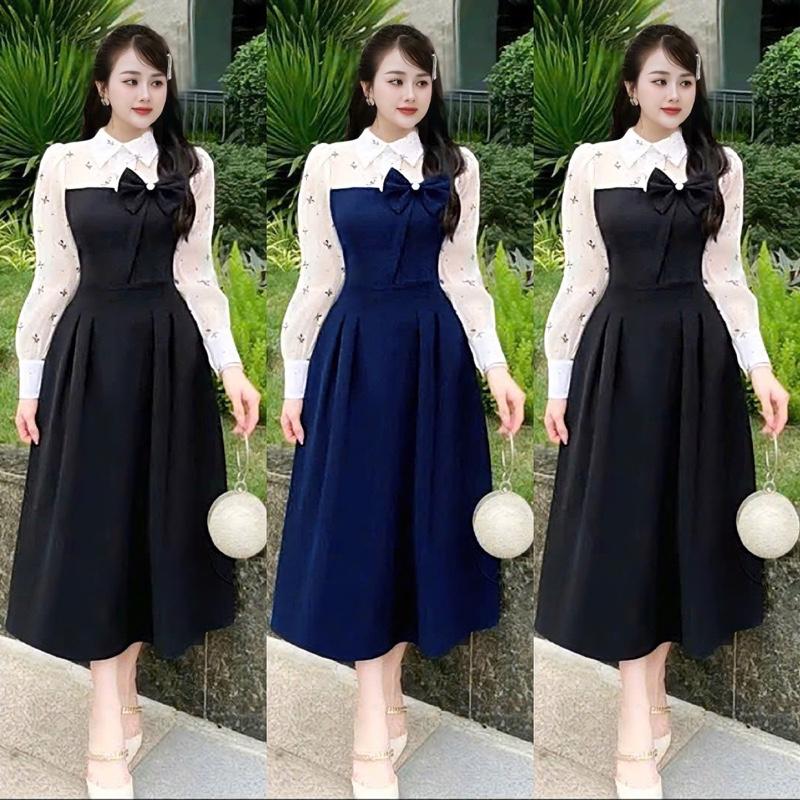 [Mẫu Mới] FREESHIP Váy thiết kế EllY N040 dành cho nữ thiết kế dáng tiểu thư tay dài thời trang phù hợp đi làm chơi đi dự tiệc có đủ size Váy nữ S_M_L_XL_XXL Women Dress váynữ