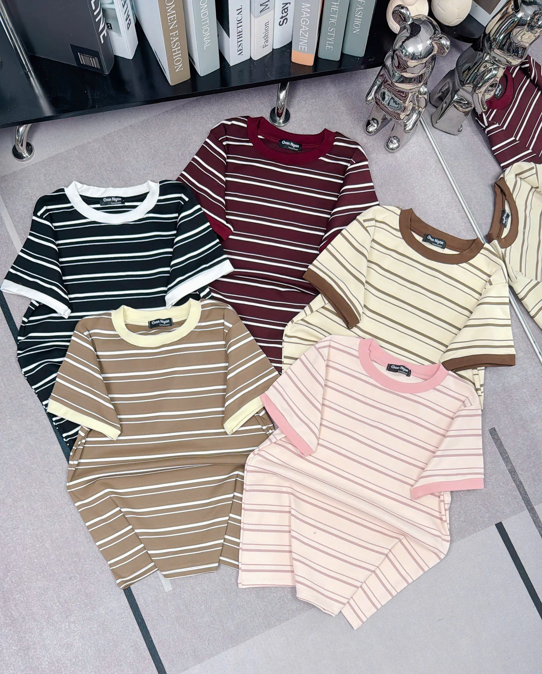 Áo Thun Nữ Sọc trơn SỌC _001_chân ngắn BTQ2