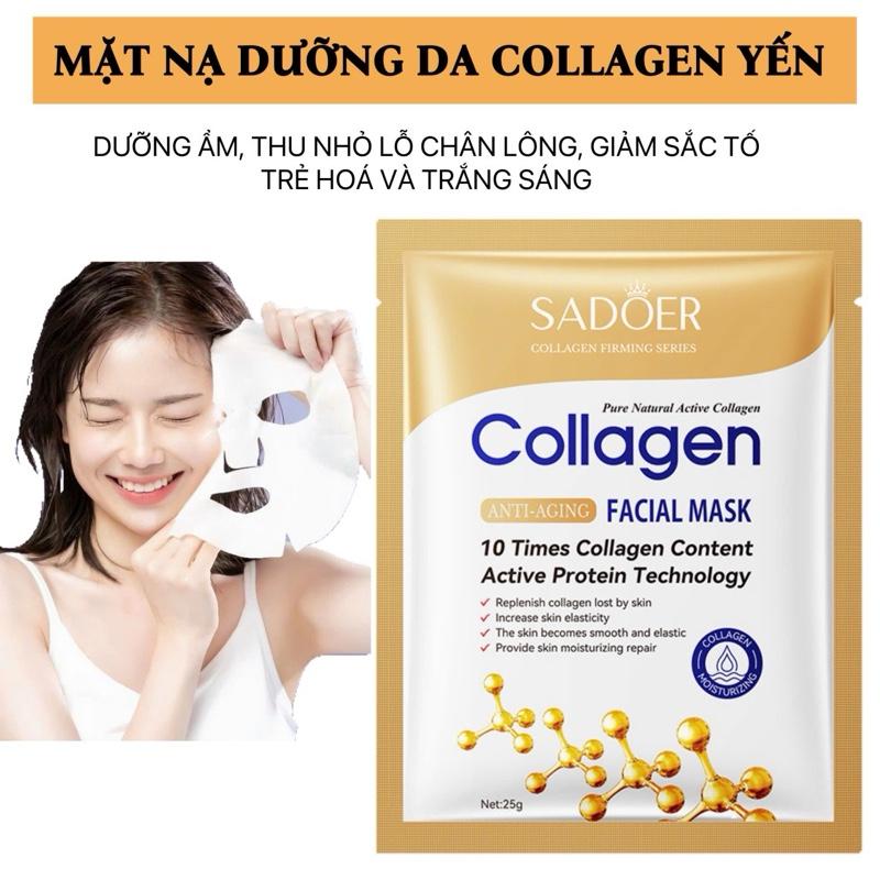  Mặt Nạ Collagen Yến SADOER Hỗ Trợ Giảm Nếp Nhăn Lão Hóa Dưỡng Ẩm Da Làm Đẹp Trắng Sáng Skincare Nữ Mask Women Đắp Mặt Kem Face Cấp Ẩm 