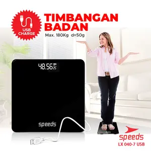 Timbangan Badan Digital 30x30cm 180kg scale kaca Berat SPEEDS 040-7