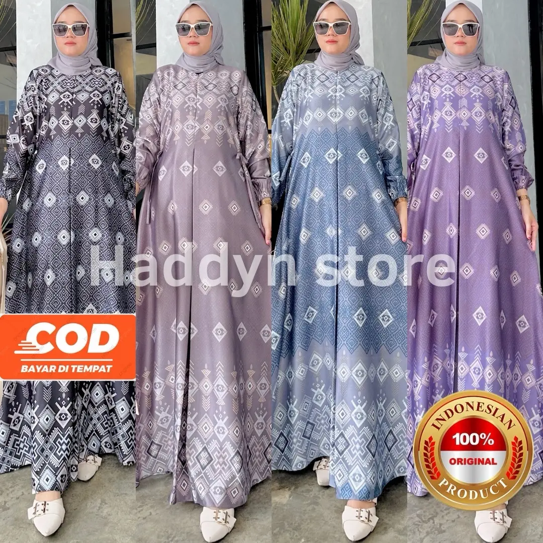 Alena  Dress |Gamis Silk print |Gamis silk Premium |Gamis Motif Terbaru Kantong Wanita Mewah Remaja Muslim Karet Samping Silky