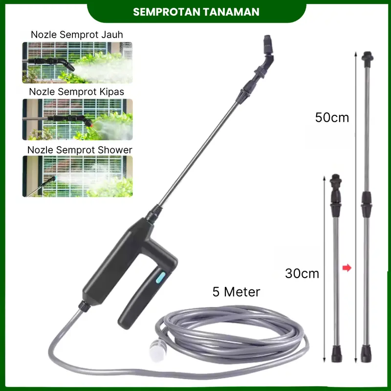 Semprotan Tanaman Hama Pertanian Portable Baterai 2000 mAh alat pertanian Sprayer Air Selang 5 Meter 3 Nozzle Pvc 1
