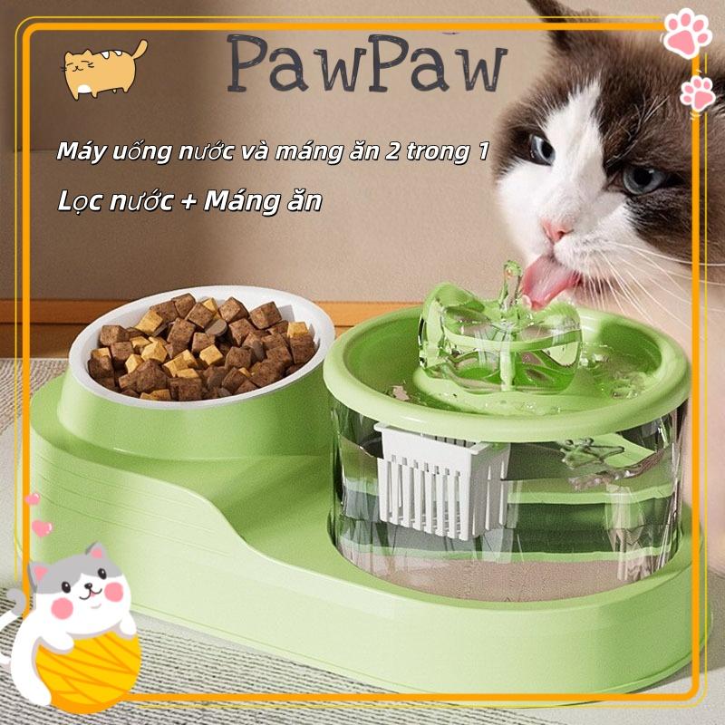 Máy cho mèo ăn “Angry Cat”, máy uống nước và khay ăn 2 trong 1 cho thú cưng, lọc nước sạch, hoạt động yên tĩnh chỉ 30 dB