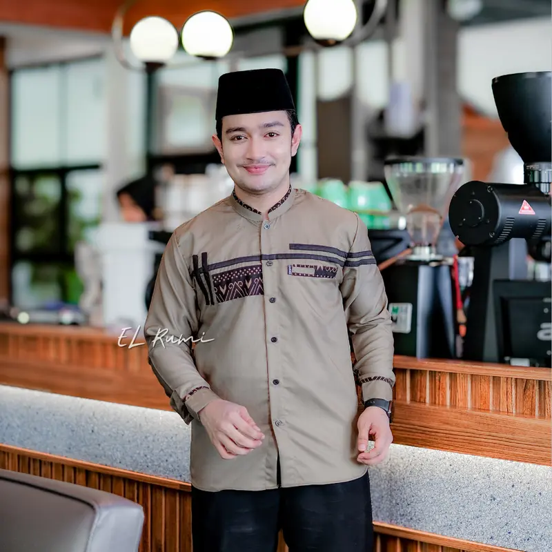 Baju koko Atasan Muslim Pria Dewasa Elrumi Motif Hashtag Batik Lengan Panjang 3