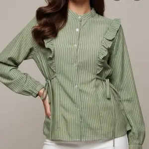 A3 STORE - Ayla Blouse - Blouse Stripe Tali Samping Kanan Kiri Lengan Panjang Karet