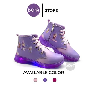 Sepatu Sneakers Anak Perempuan LED Boot Karakter Labubu Cantik Bisa Menyala