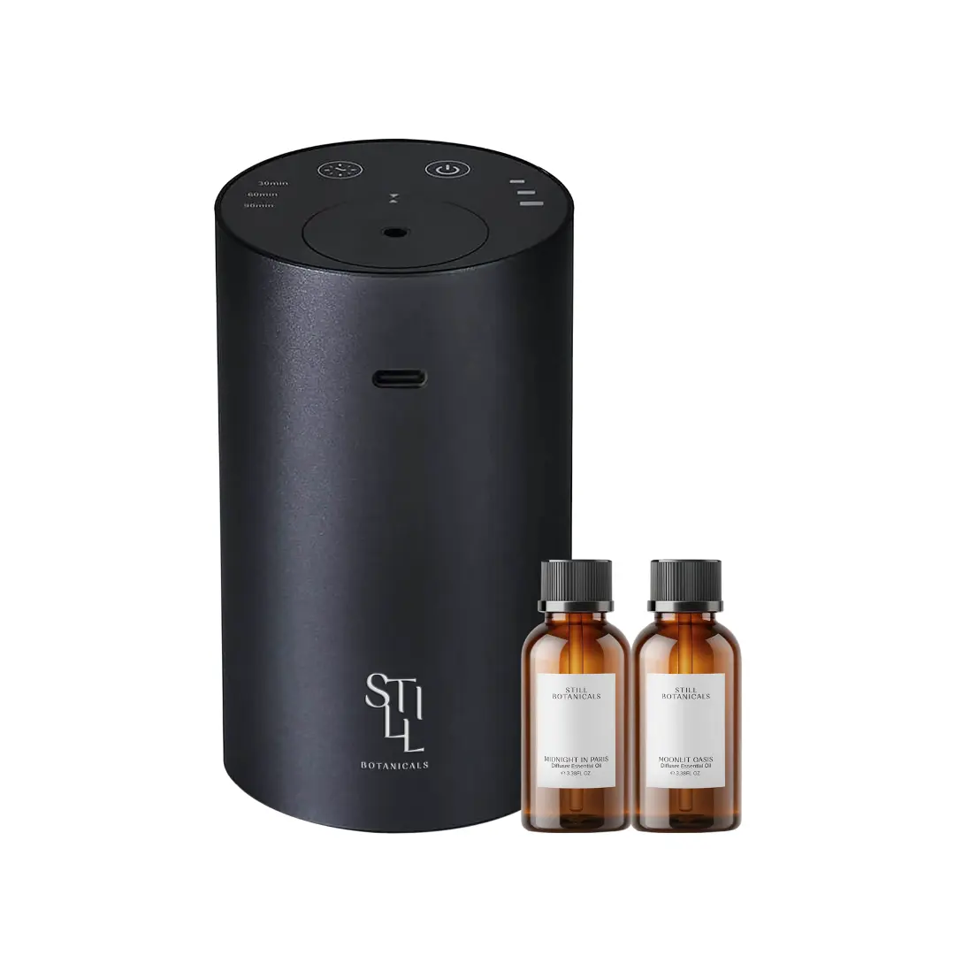 Still Botanicals Metallic Black Nano Mist Diffuser Device Bundle Set