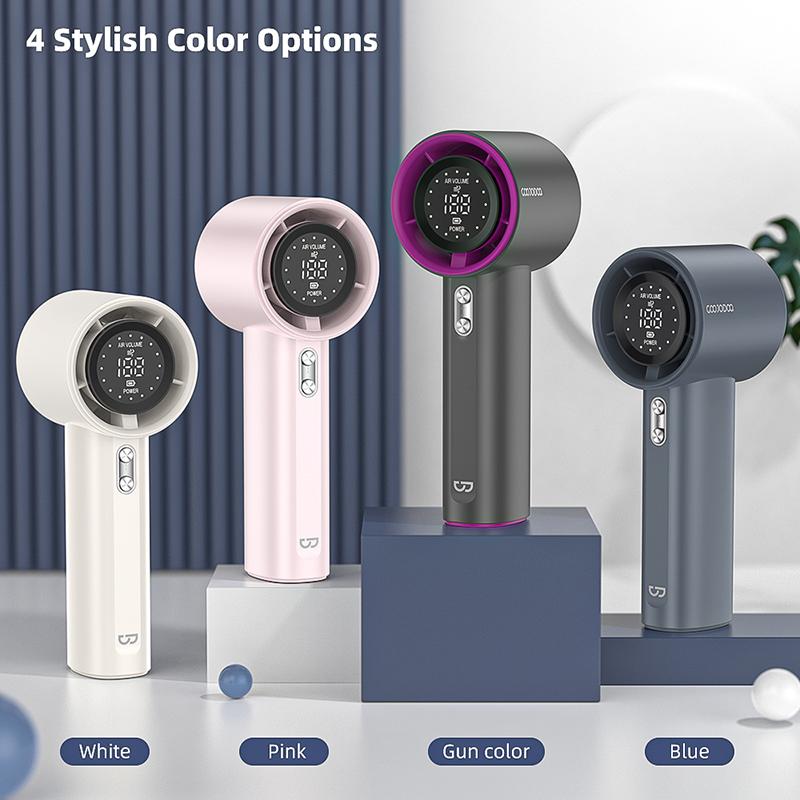 GOOJODOQ GFS001 + FREE GIFT FS079 High-speed Portable Handheld Fan 4000MAH Mini kipas Strong Wind 100 Gear Wind Speed kipas angin Digital Display Adjustable Turbo kipas tangan untuk olahraga luar ruangan dan pendinginan cepat