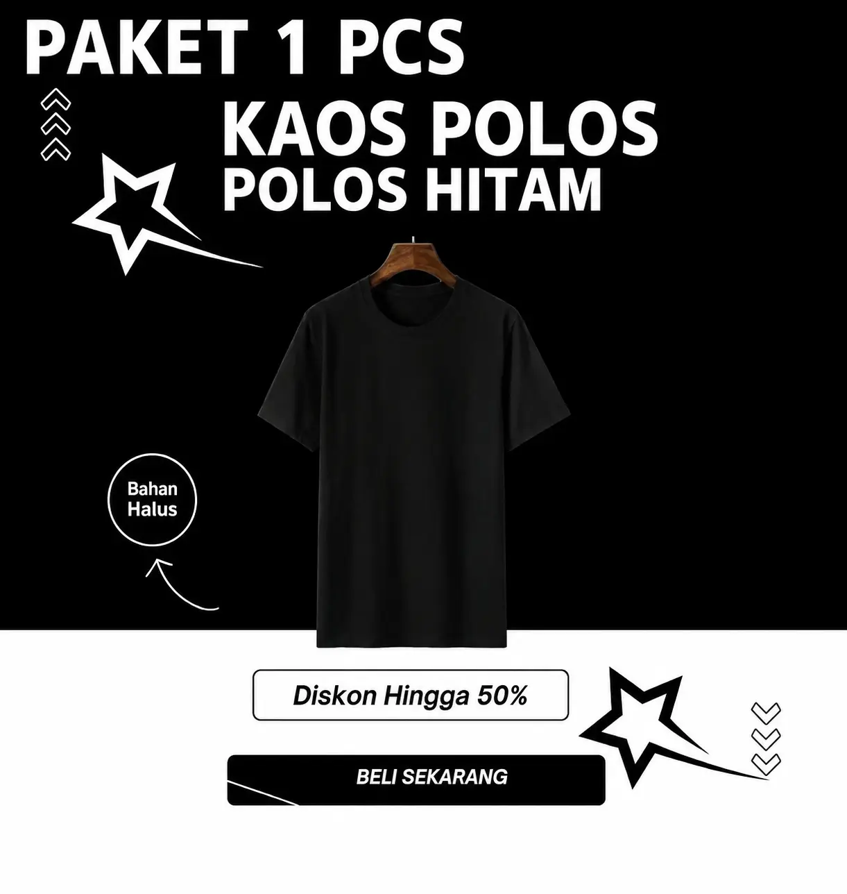 COD Kemeja Kaos Kaos Polo Kaos polos hitam putih tanpa cetak, bahan katun lembut adem, cocok outfit kasual harian pria wanita.