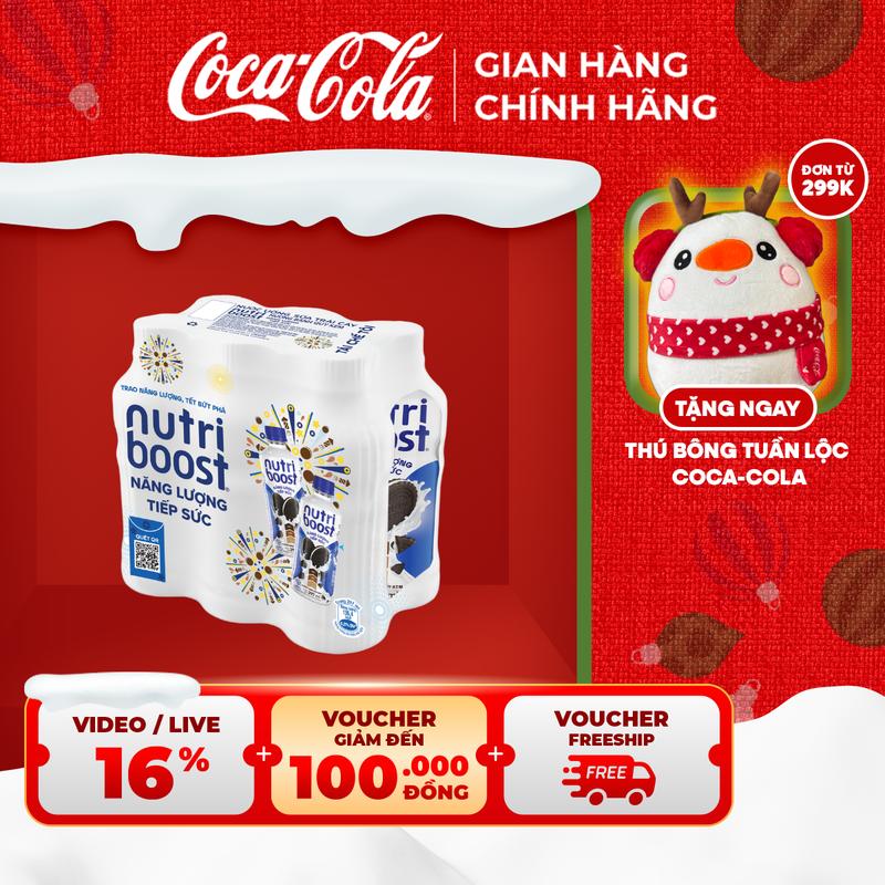 Lốc 6 Chai Thực phẩm bổ sung Nước uống sữa trái cây Nutriboost hương bánh quy kem 297ml Chai Sale 15.12 Coca-Cola Beverages VN_TT