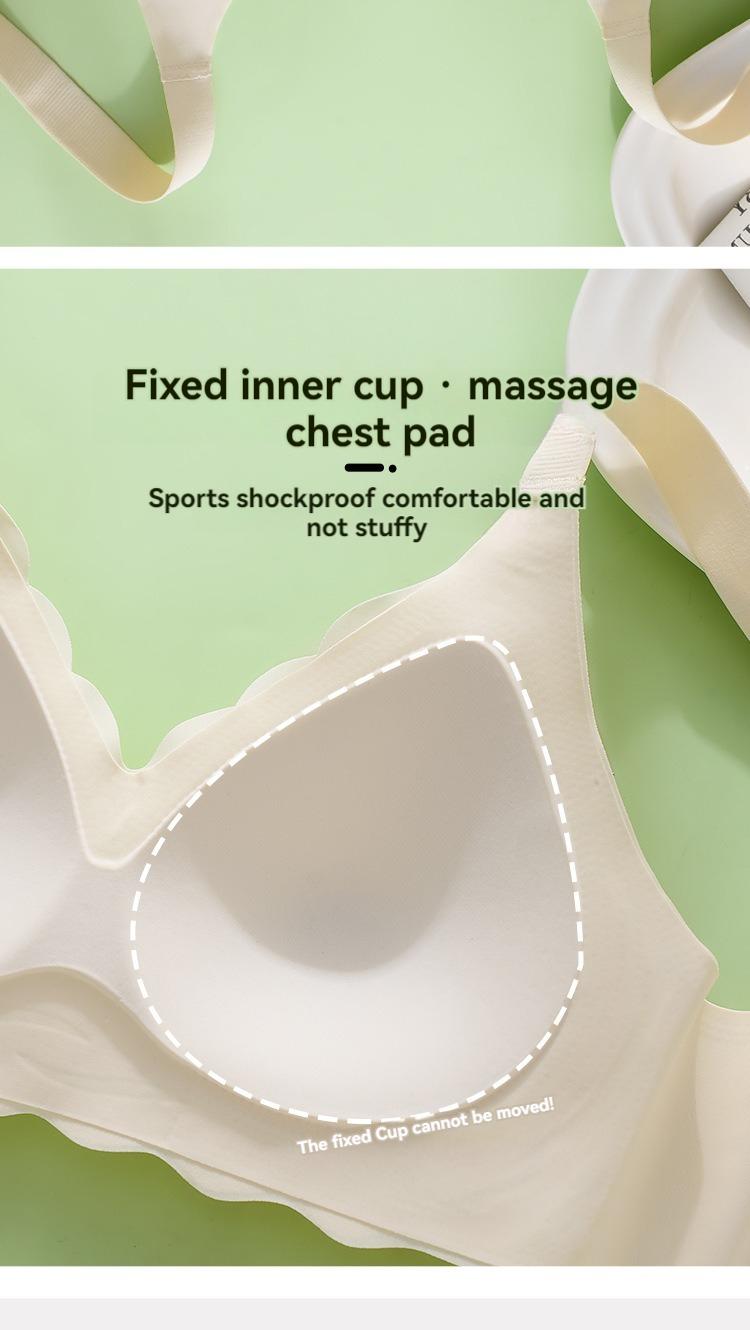 Product Introduction of Jelly strips non-marking large size underwear female summer thin section large breasts show small breasts gathered without steel ring fixed cup bra 5
