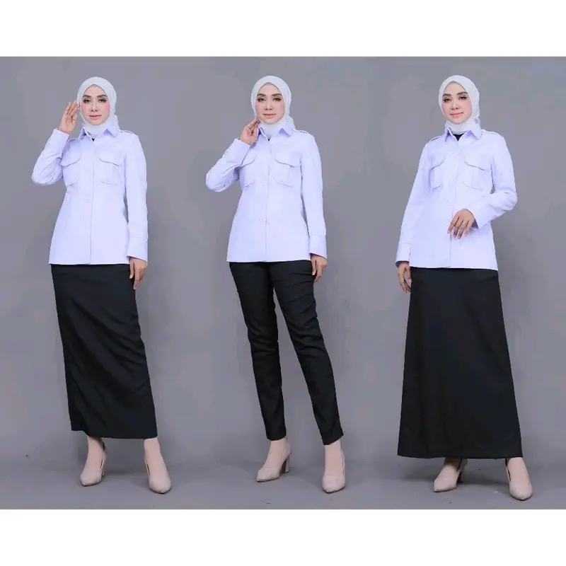 Kemeja Putih Wanita Seragam Dinas Saku Atas 2