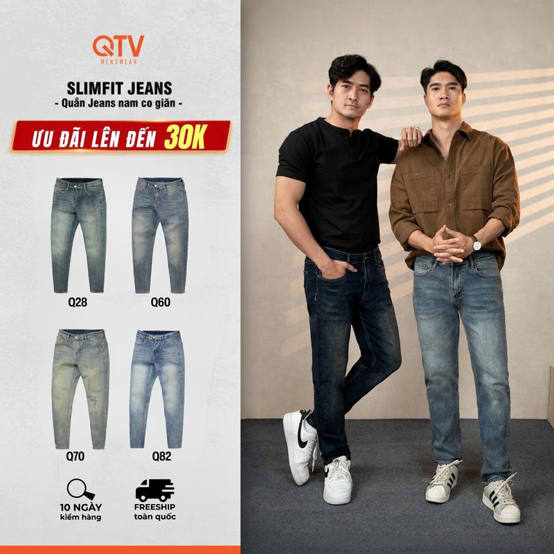 QTV - Quần Jean Nam Basic Slim Fit, Chất Denim Co Giãn Thoải Mái, Tôn Dáng, Dễ Phối Đồ - BST MÀU DỄ MẶC, GIÁ TỐT