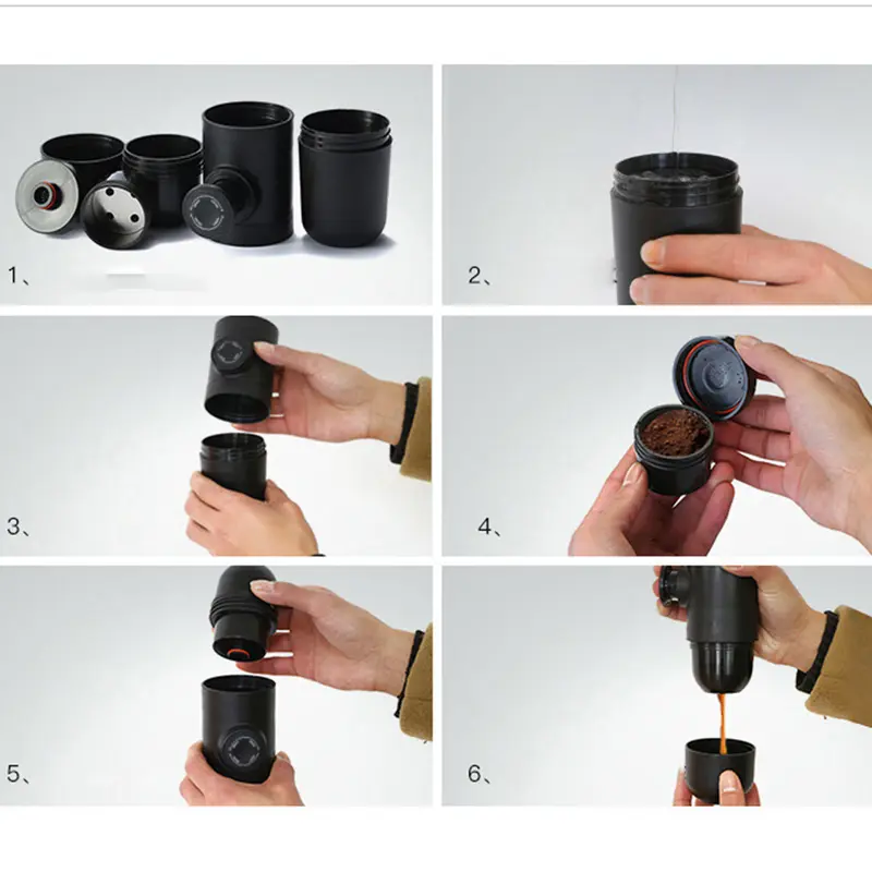 Máy pha cà phê Espresso, Cầm Tay mini, với tính năng áp suất, Máy pha cà phê Espresso Thủ Công Thích hợp để pha cà phê Thủ Công 8
