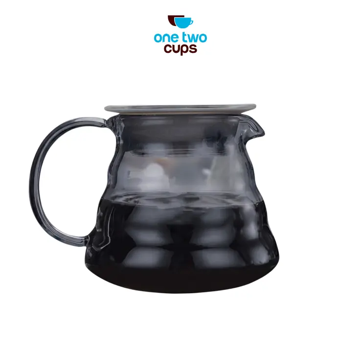 One Two Cups Coffee Server V60 Drip Pour Over Borosilicate Glass - SE101 - Light Gray