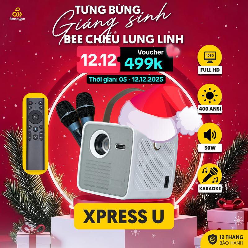  {BEECUBE LIVE} Máy Chiếu Mini Cao Cấp Beecube XPRESS U - Full HD - Bảo Hành 1 Đổi 1 Trong 12 Tháng Máy Chiếu Tích Hợp Hát Karaoke Trực Tiếp Projector Led 