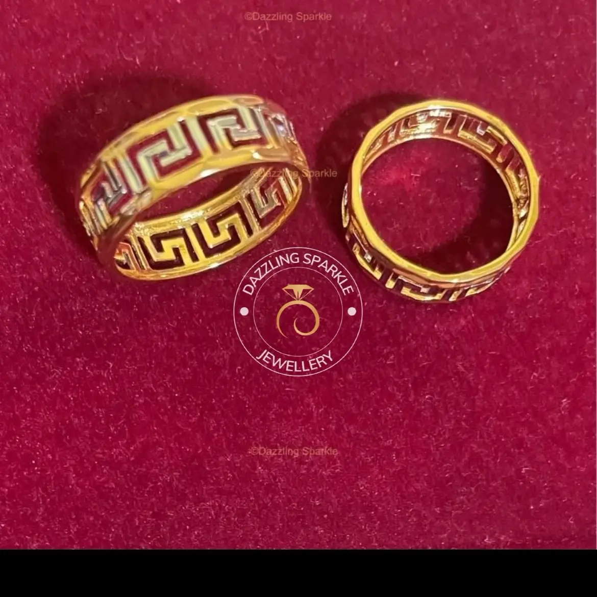 Bangkok Gold Plated Premium 916 Geometric Ring with chop 916 ( 2 Colours )