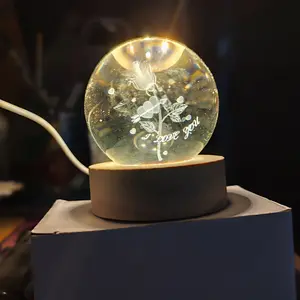 LAMPU BUAT KAMAR TIDUR LAMPU HIAS LED LAMPU HIAS KAMAR TIDUR HADIAH SPESIAL LAMPU MALAM BULAN BOLA KRISTAL Kayu