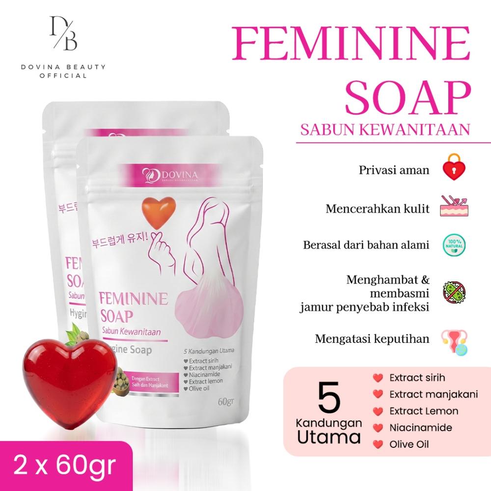 Dovina Beauty Official Sabun Feminine Love Bundle 2 pcs Sabun Kewanitaan Mengatasi Bau, Gatal & Keputihan Menjaga Kesegaran Area Intim - 1 Pcs