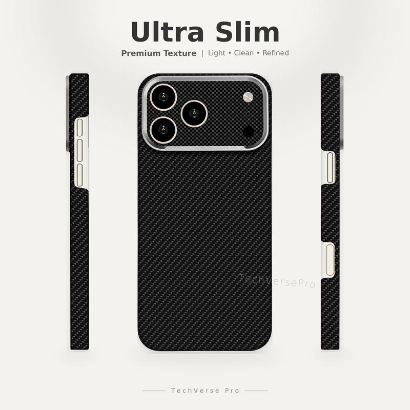 Ốp Điện Thoại siêu mỏng với vân sợi cacbon và tính năng từ tính cho iPhone 14/15/16/17/18 (Pro/Pro Max), hỗ trợ chuyển đổi camera theo kiểu dáng khác nhau, chống sốc, chống dấu vân tay, tương thích MagSafe, màu đỏ đô, phụ kiện bảo vệ điện thoại