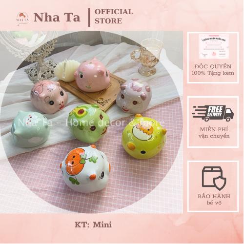 Ống heo MINI LỖ TRÒN NHÉT TIỀN, heo đất MINI bằng sứ nhét NHẪN VÀNG 1 chỉ đựng tiết kiệm, làm quà tặng, trang trí, decor nhà cửa Ống Tiết Kiệm