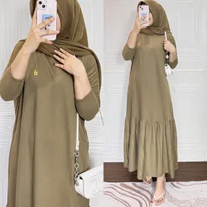 Bi - RAFELLA BATWING MIDI DRESS WANITA KAOS COTTON COMBED 30’s Gamis Katun Cantik Muslim