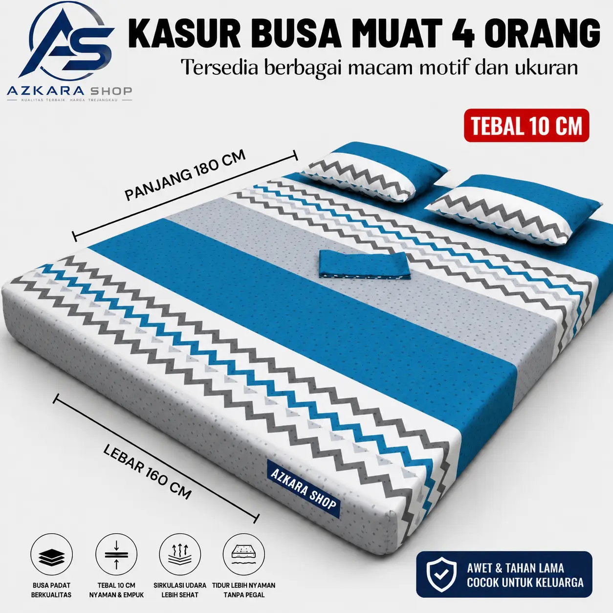 Kasur Busa Super Awet Anti kempes untuk 1-4 Orang dengan Berbagai Motif - Harga Termurah - Furniture kasur