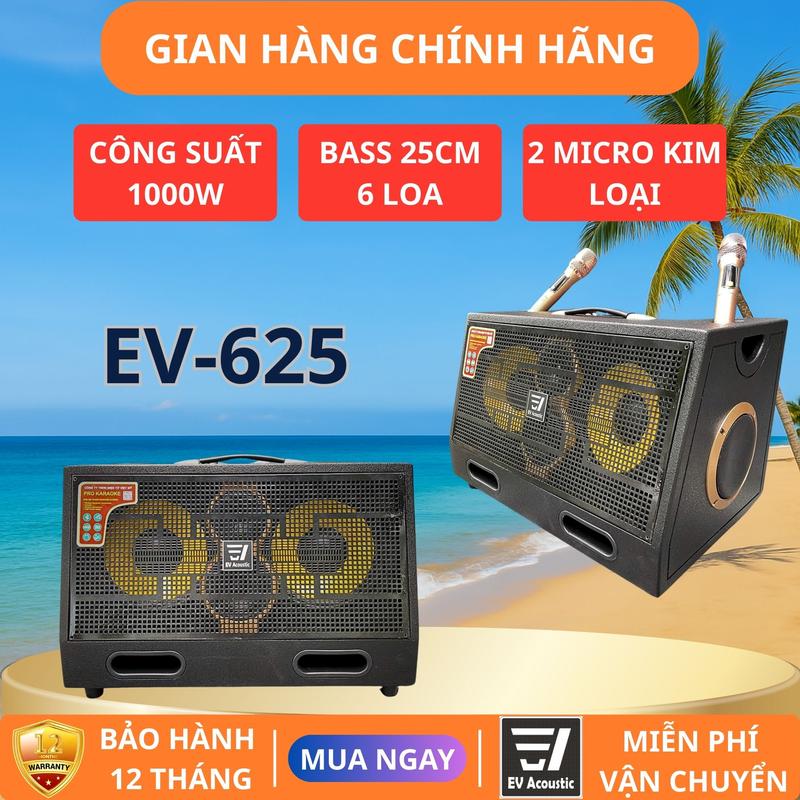  Loa Karaoke Xách Tay EV-625 | 2 Bass 25cm | 6 Loa | Công Suất 1000W | Âm Thanh Mạnh Mẽ | Thiết Kế Sân Khấu Chuyên Nghiệp 