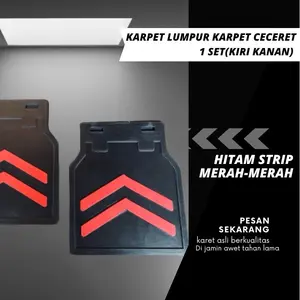 Karet lumpur Karet ceceret spakbor mobil 1Set(Kiri-Kanan) Hitam Strip Merah-Merah