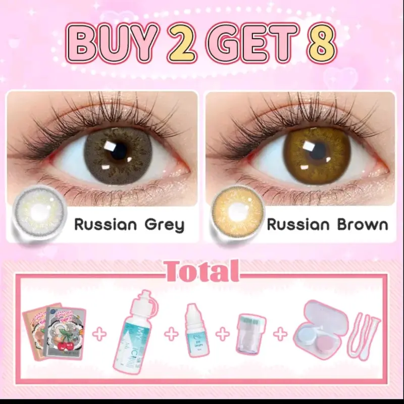 (buy 1 get 8 ) mystic ayes normal contact , 2 pasang softlens , 60ml pembersih , 10ml tetes mata , alatcuci, aplikator, case softlens 1