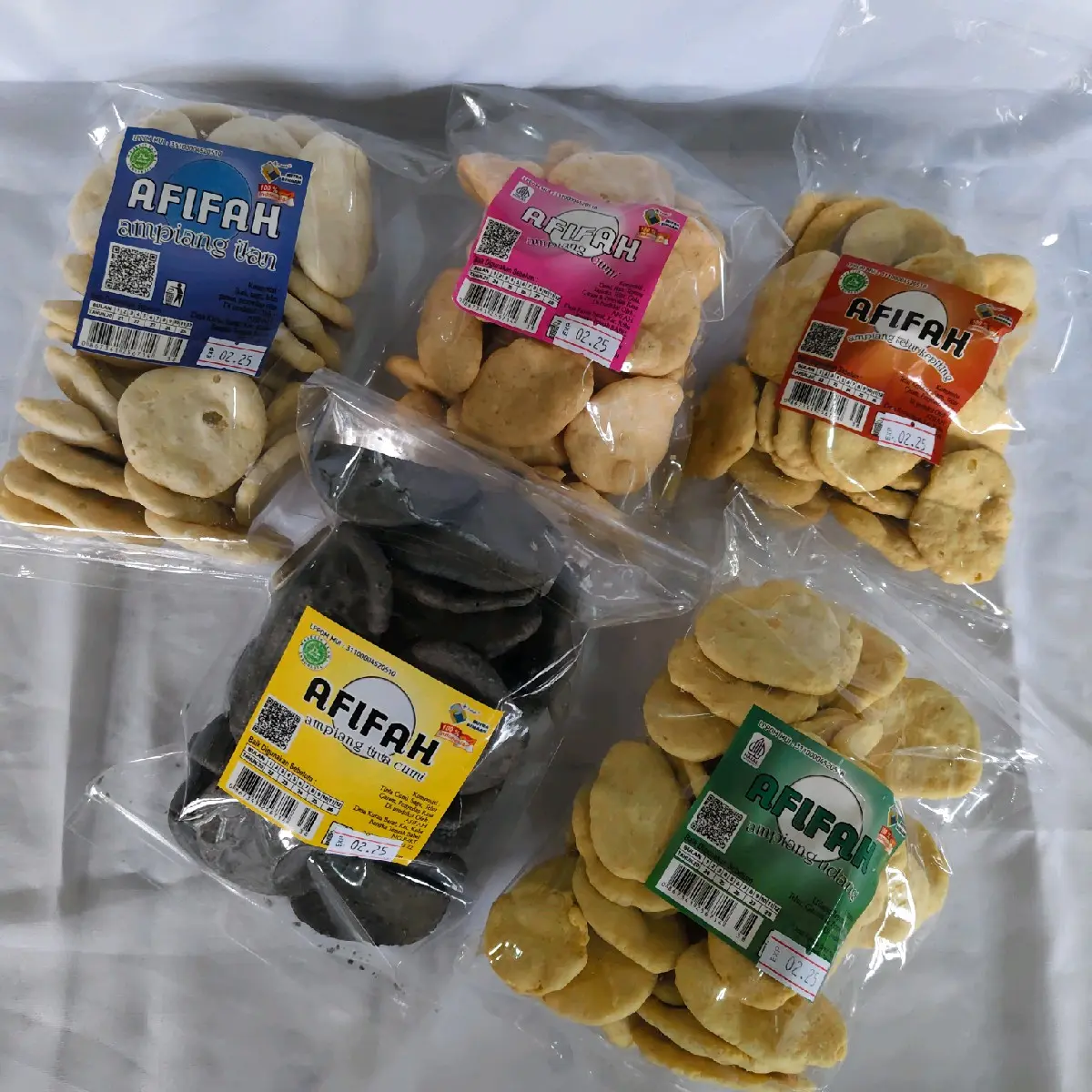 Ampiang ikan, udang, cumi, tinta, kepiting 80gram 5pcs
