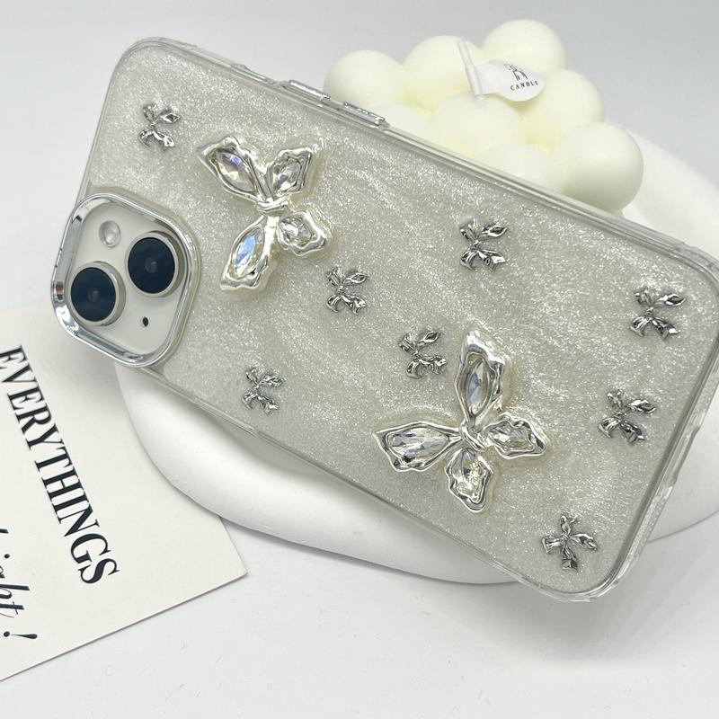 Casing Iphone Hardcase Silicone Premium Motif 3D Butterfly Ribbon Compatible for Iphone 11 12 13 14 15 PRO PROMAX 1