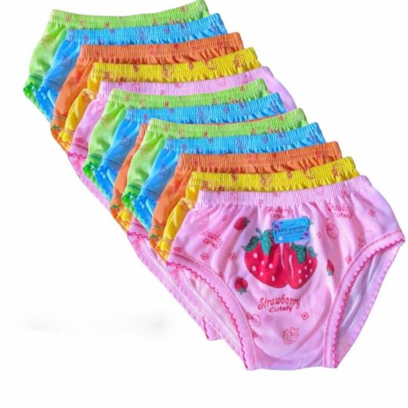 IYYO KIDS | PK86 Grosir 12Pcs Celana Dalam Anak Cewek 3-4 Tahun Strawberry Pony / CD Anak Murah / CD Anak Perempuan Murah 1