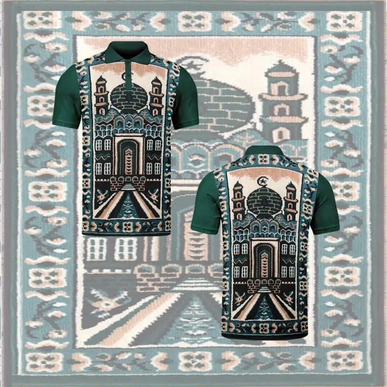 kaos pria motif karpet masjid - tshirt distro sajadah masjid hijau Fullprint/sublimation 3D terbaru 2024 5