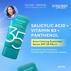 WARDAH UV Shield Acne Calming Sunscreen Moisturizer SPF 35 PA untuk komedo jerawat dan bekas jerawat kulit berminyak tekstur gel ringan mudah meresap - Skincare