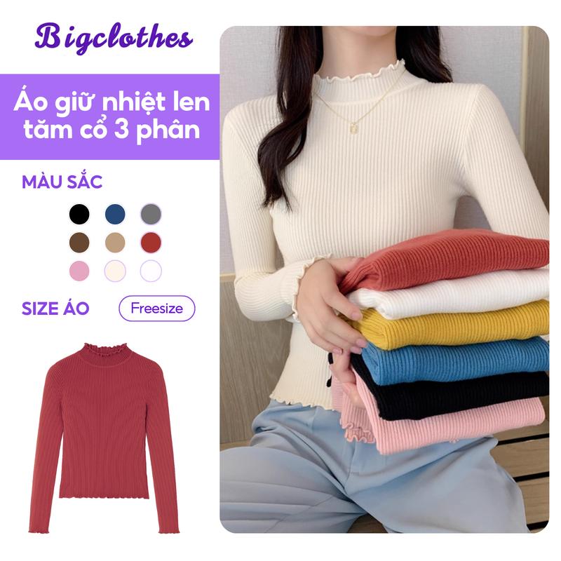   MÀU MỚI  Áo Giữ Nhiệt Len Tăm BigClothes Áo Giữ Nhiệt Cổ 3 Phân Viền Lượn Sóng A110 