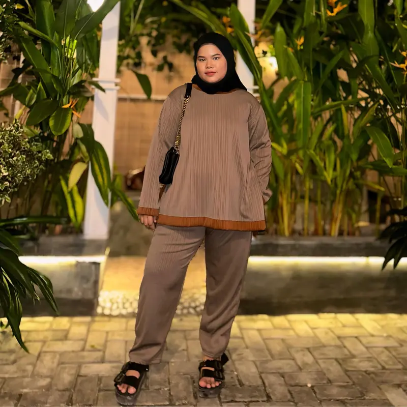 JUMBO Setelan Wanita Ternyaman (BB 60-120Kg) One Set Knit Condru Bigsize Adem Setelan Celana Wanita Sehari hari Oneset wanita muslim 1
