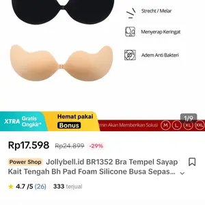 Jollybell.id BR1352 Bra Tempel Sayap Kait Tengah Bh Pad Foam Silicone Busa Sepasang Super Nyaman Cup Padding Bikini