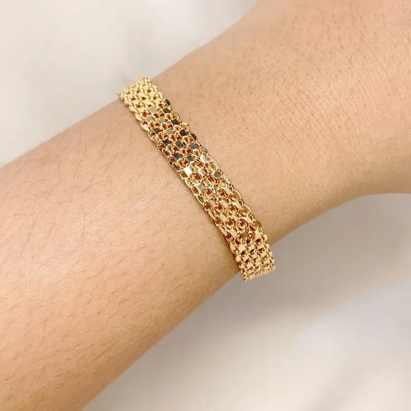 SWAN PERHIASAN Gelang Rantai Wanita Motif Gepeng Anti Luntur Perhiasan 045 1