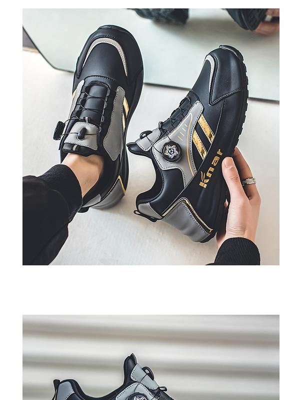 Product Introduction of Rotating button shoes men's sneakers men's shoes spring and autumn leather waterproof non-slip casual shoes fashionable shoes all-matching travel shoes Closed Runner Trainers Footwear Training Running Walking Shoes 17