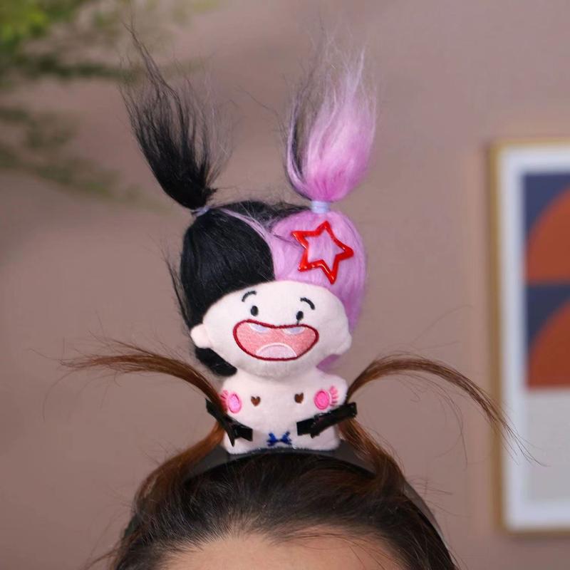 Product Introduction of New personality funny, toothless cotton doll, fried hair, funny headband, girlfriend photo props 3