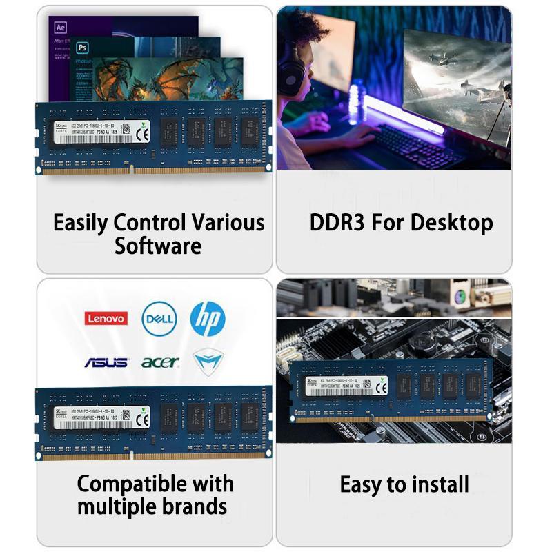 Product Introduction of SK Hynix 8GB RAM DDR3 1333MHz DIMM RAM 1.5V 2Rx8 PC3-10600 Desktop Memory  Module 2